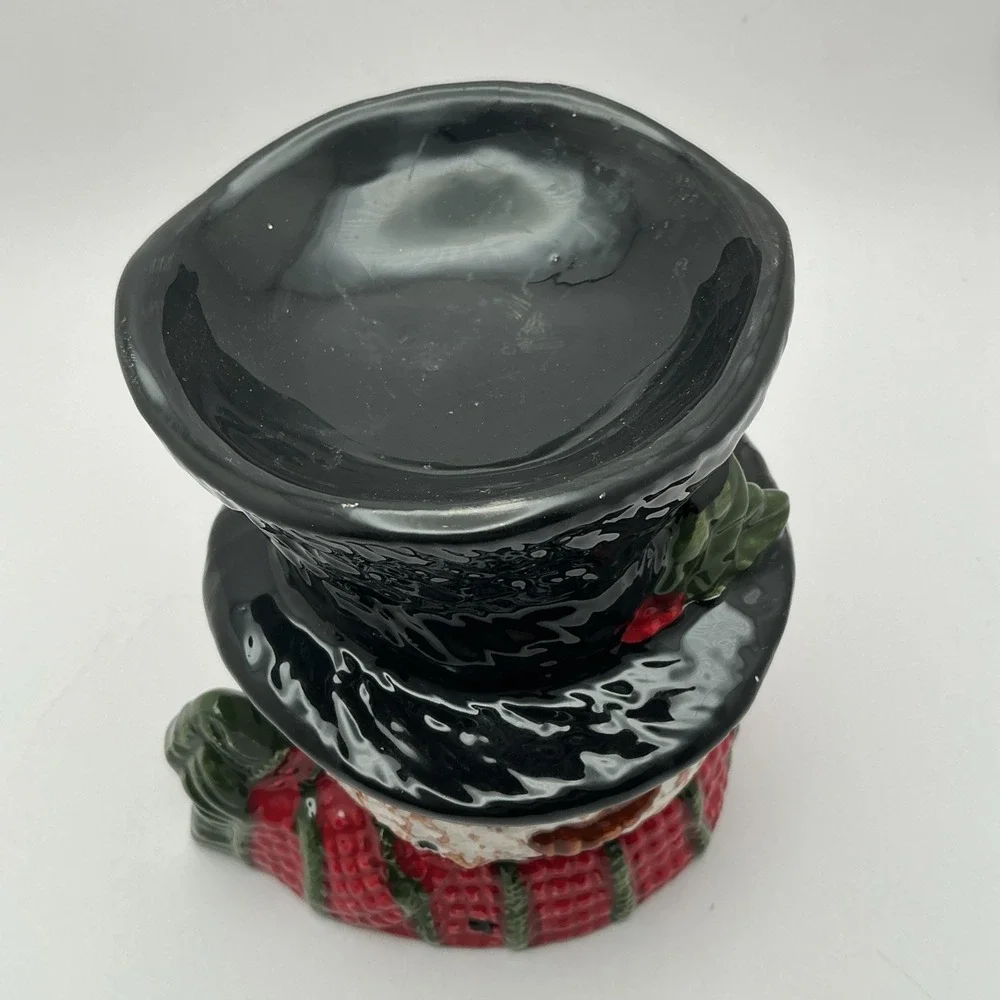 Snowman with Red Scarf, Black Top Hat, Oil/Wax‎ Melt Tea Light Warmer